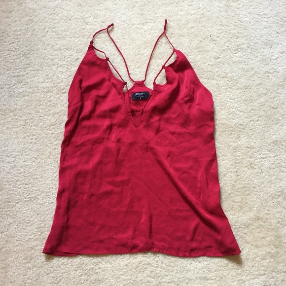 Nastygal Red Deep Plunge Top - Picture 2 of 6